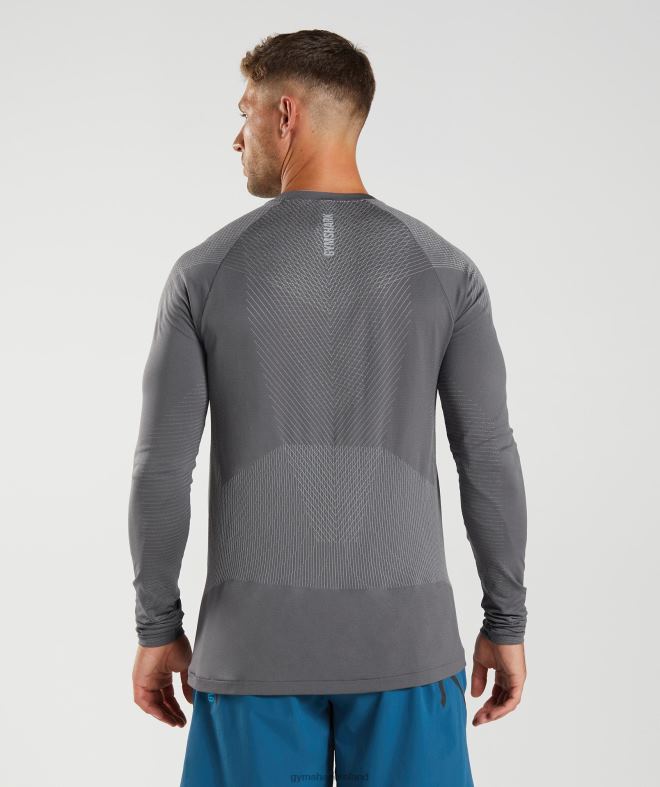 Men Apex Seamless Long Sleeve T-Shirt 8004D630 Gymshark Silhouette Grey/Smokey Grey