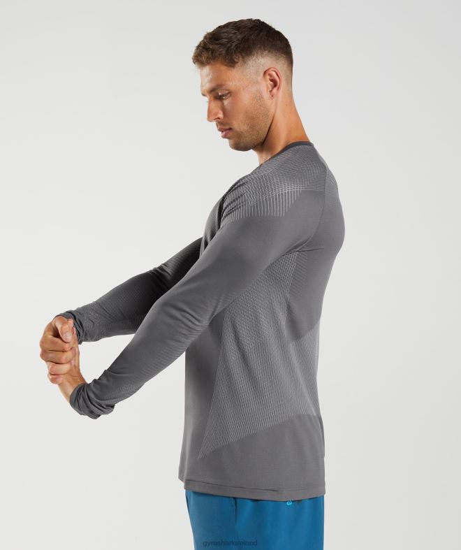 Men Apex Seamless Long Sleeve T-Shirt 8004D630 Gymshark Silhouette Grey/Smokey Grey