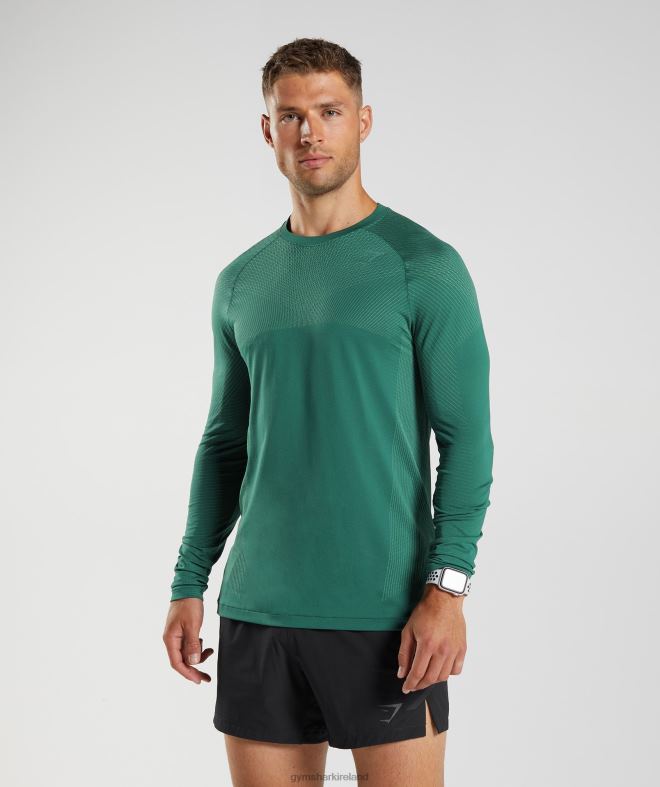 Men Apex Seamless Long Sleeve T-Shirt 8004D699 Gymshark Woodland Green/Hoya Green