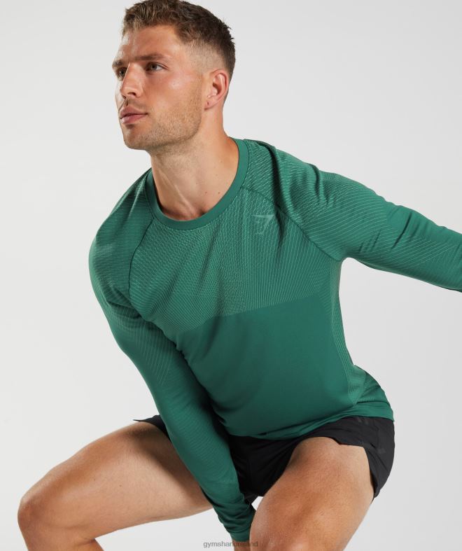 Men Apex Seamless Long Sleeve T-Shirt 8004D699 Gymshark Woodland Green/Hoya Green