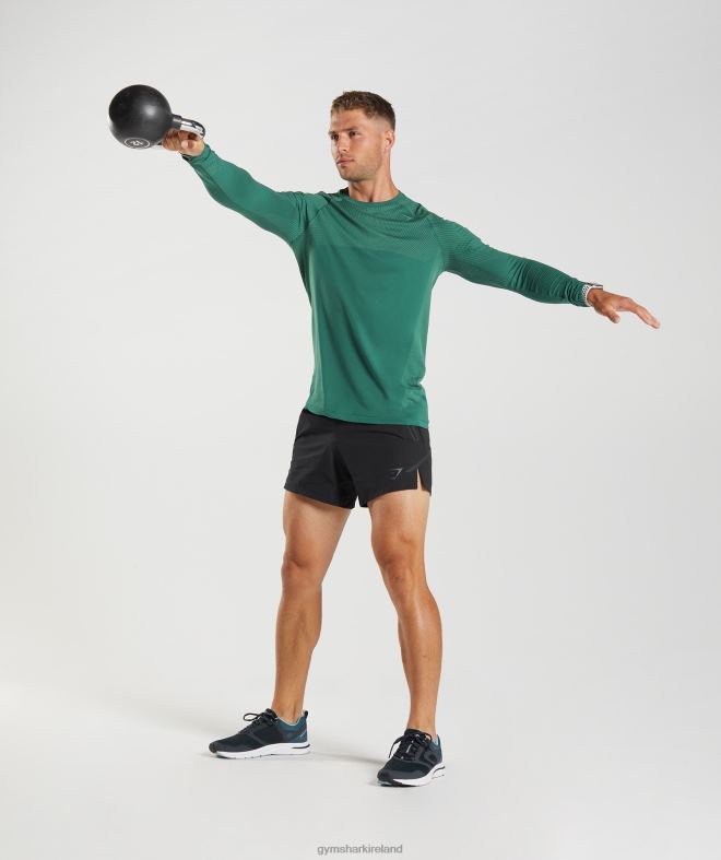 Men Apex Seamless Long Sleeve T-Shirt 8004D699 Gymshark Woodland Green/Hoya Green