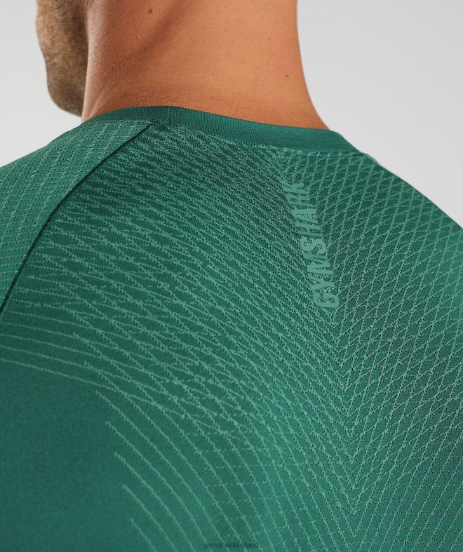 Men Apex Seamless Long Sleeve T-Shirt 8004D699 Gymshark Woodland Green/Hoya Green