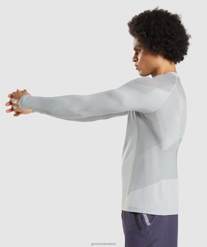 Men Apex Seamless Long Sleeve T-Shirt 8004D720 Gymshark Light Grey/Onyx Grey