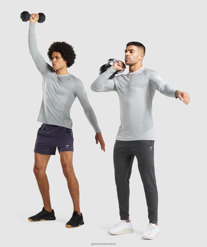 Men Apex Seamless Long Sleeve T-Shirt 8004D720 Gymshark Light Grey/Onyx Grey