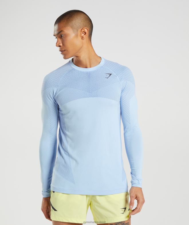 Men Apex Seamless Long Sleeve T-Shirt 8004D750 Gymshark Linen Blue/Court Blue