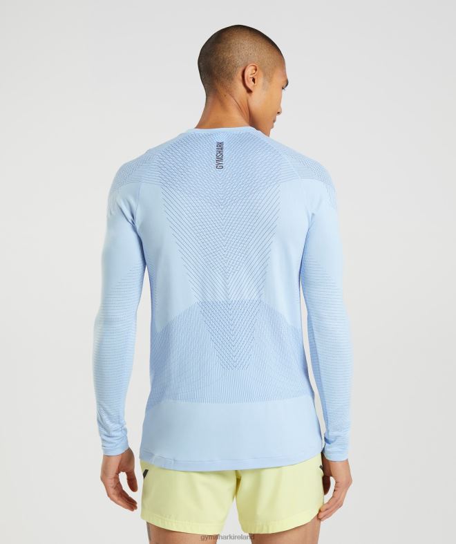Men Apex Seamless Long Sleeve T-Shirt 8004D750 Gymshark Linen Blue/Court Blue