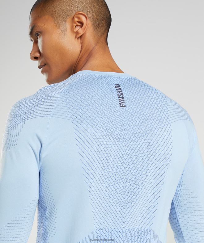 Men Apex Seamless Long Sleeve T-Shirt 8004D750 Gymshark Linen Blue/Court Blue