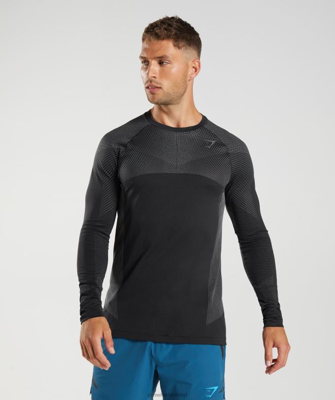 Men Apex Seamless Long Sleeve T-Shirt 8004D764 Gymshark Black/Silhouette Grey