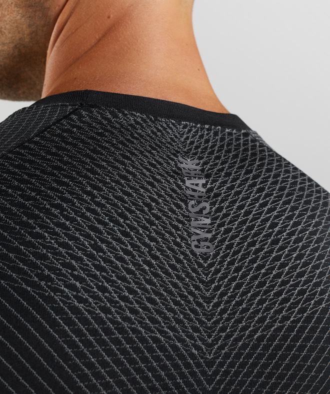 Men Apex Seamless Long Sleeve T-Shirt 8004D764 Gymshark Black/Silhouette Grey