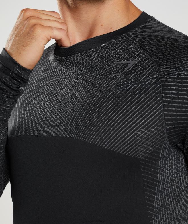 Men Apex Seamless Long Sleeve T-Shirt 8004D764 Gymshark Black/Silhouette Grey