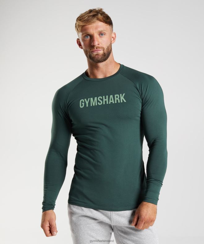 Men Apollo Long Sleeve T-Shirt 8004D754 Gymshark Obsidian Green
