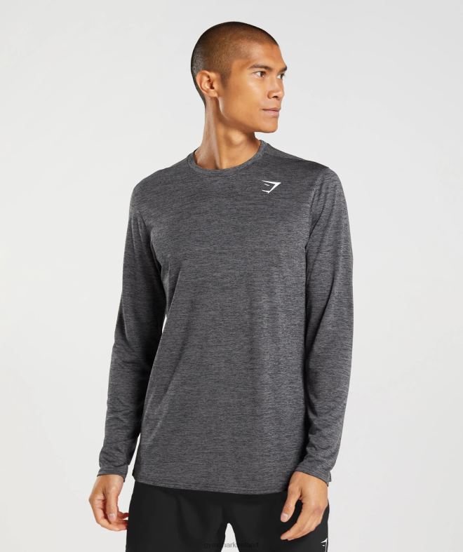 Men Arrival Long Sleeve T-Shirt 8004D601 Gymshark Black/Silhouette Grey Marl