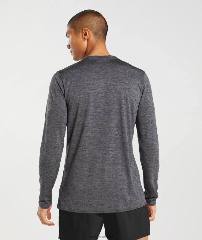 Men Arrival Long Sleeve T-Shirt 8004D601 Gymshark Black/Silhouette Grey Marl