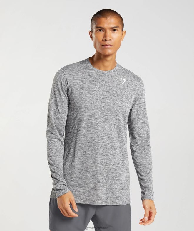 Men Arrival Long Sleeve T-Shirt 8004D605 Gymshark Silhouette Grey/Light Grey Marl