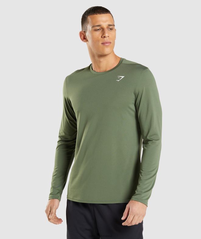 Men Arrival Long Sleeve T-Shirt 8004D637 Gymshark Core Olive