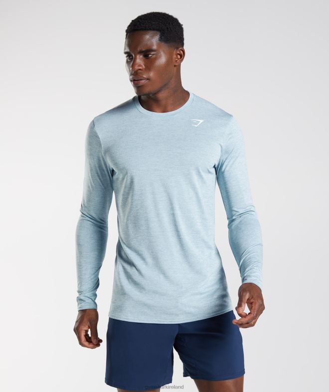 Men Arrival Marl Long Sleeve T-Shirt 8004D730 Gymshark Iceberg Blue/Icy Blue Marl