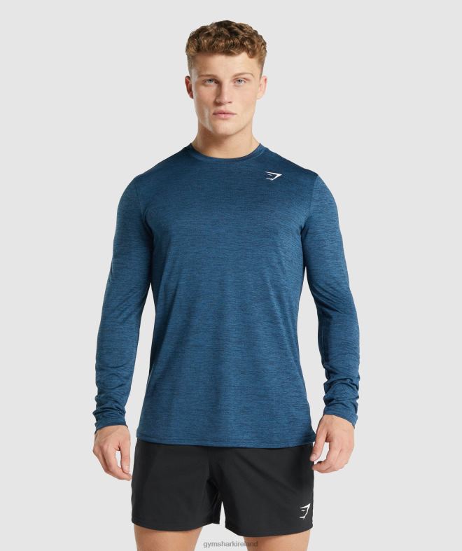 Men Arrival Marl Long Sleeve T-Shirt 8004D755 Gymshark Navy Marl