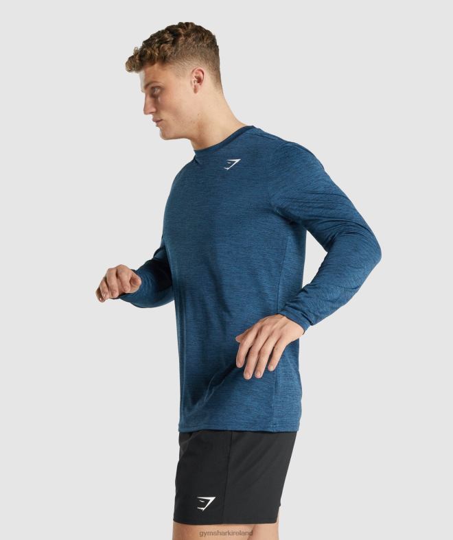 Men Arrival Marl Long Sleeve T-Shirt 8004D755 Gymshark Navy Marl