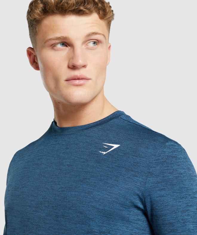 Men Arrival Marl Long Sleeve T-Shirt 8004D755 Gymshark Navy Marl