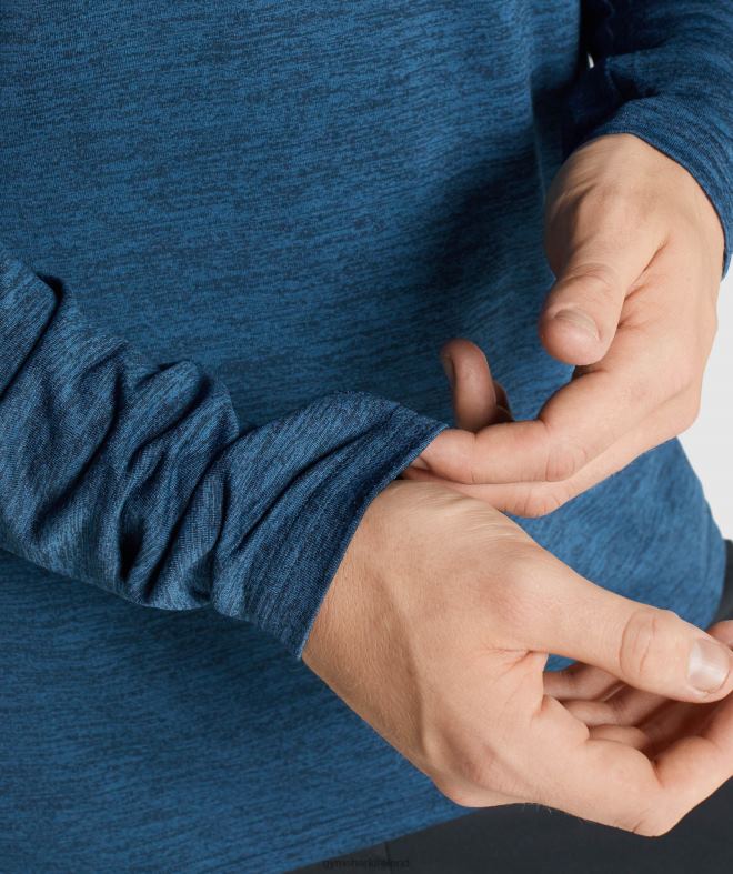 Men Arrival Marl Long Sleeve T-Shirt 8004D755 Gymshark Navy Marl