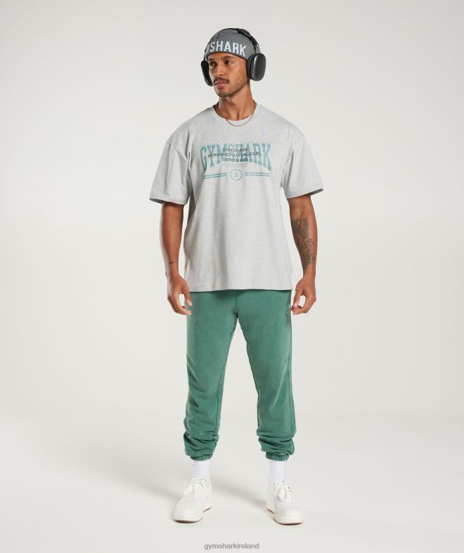 Men Collegiate Oversized T-Shirt 8004D776 Gymshark Light Grey Core Marl