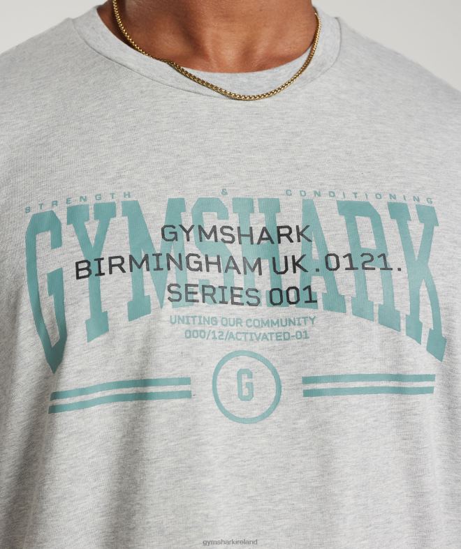 Men Collegiate Oversized T-Shirt 8004D776 Gymshark Light Grey Core Marl