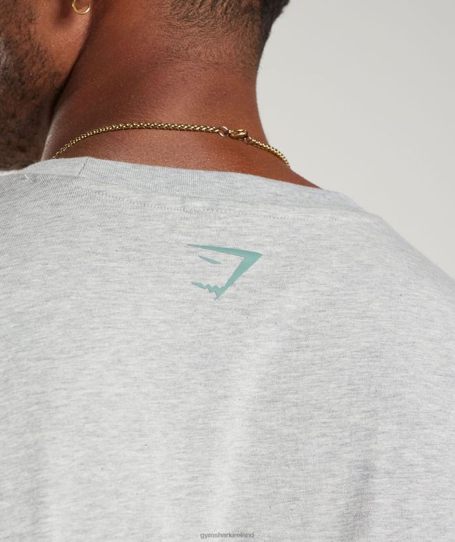 Men Collegiate Oversized T-Shirt 8004D776 Gymshark Light Grey Core Marl