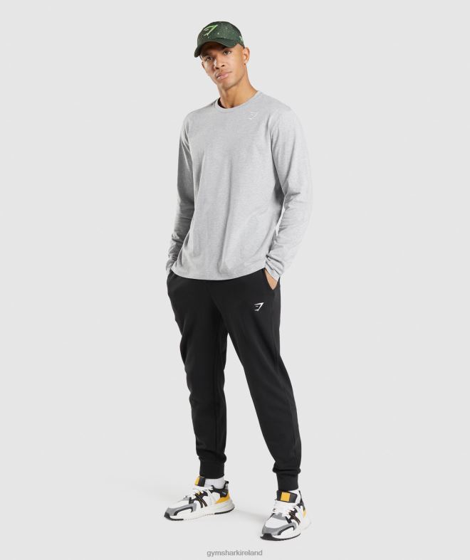 Men Crest Long Sleeve T-Shirt 8004D727 Gymshark Light Grey Core Marl