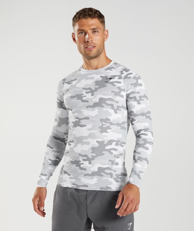 Men Element Baselayer Long Sleeve Top 8004D624 Gymshark Light Grey Print