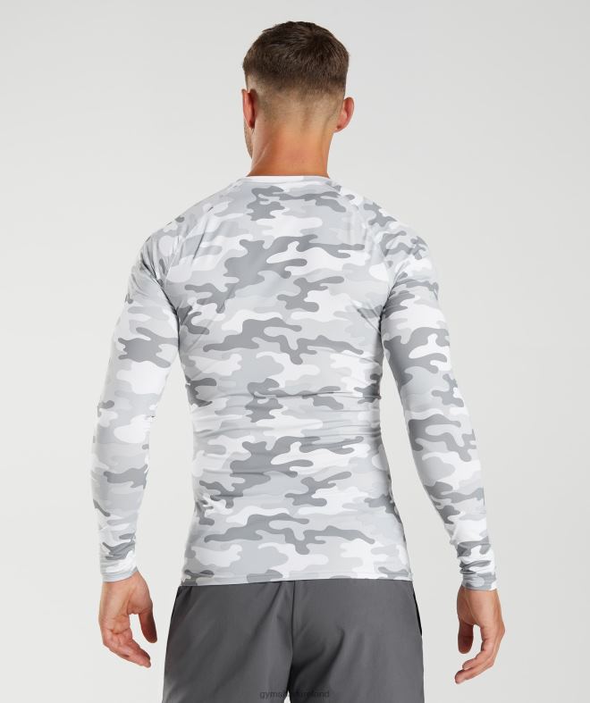 Men Element Baselayer Long Sleeve Top 8004D624 Gymshark Light Grey Print