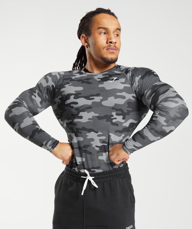 Men Element Baselayer Long Sleeve Top 8004D690 Gymshark Grey Print