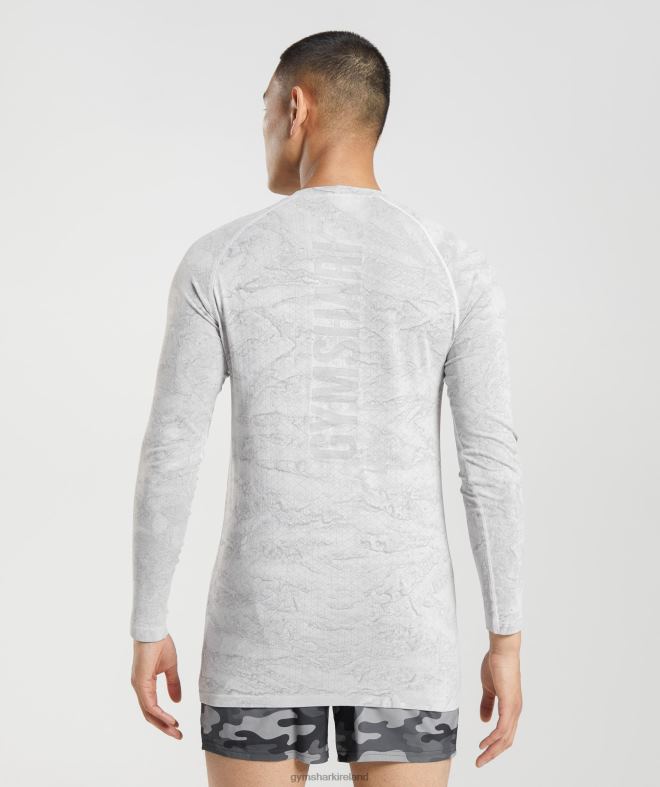 Men Geo Seamless Long Sleeve T-Shirt 8004D596 Gymshark Off White/Light Grey