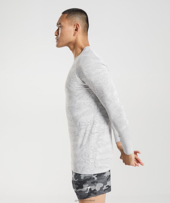 Men Geo Seamless Long Sleeve T-Shirt 8004D596 Gymshark Off White/Light Grey
