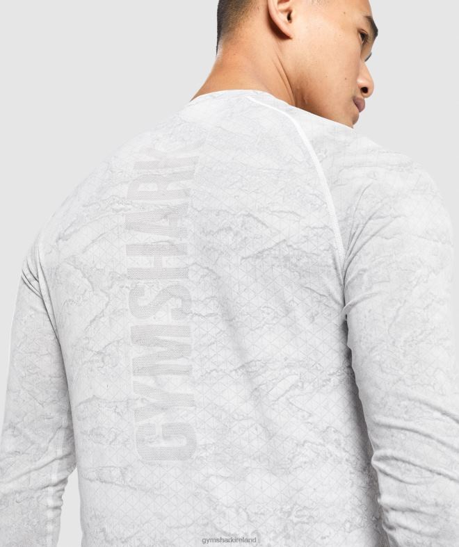 Men Geo Seamless Long Sleeve T-Shirt 8004D596 Gymshark Off White/Light Grey