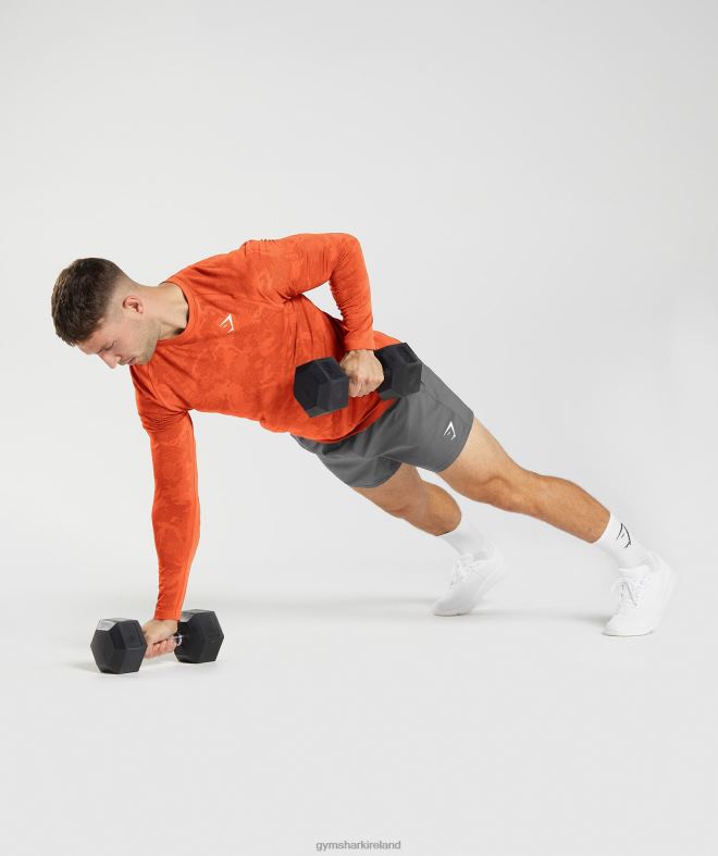 Men Geo Seamless Long Sleeve T-Shirt 8004D615 Gymshark Pepper Red/Salsa Red