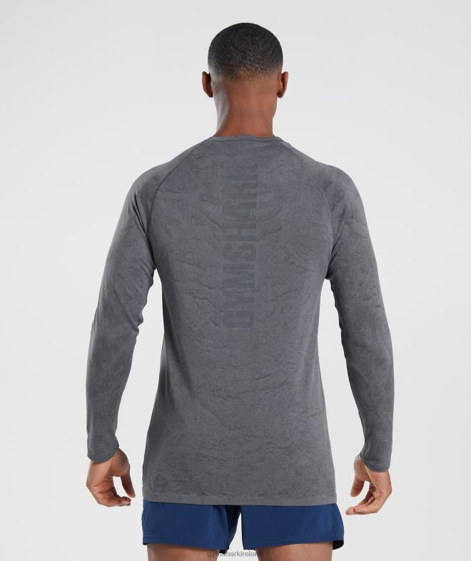 Men Geo Seamless Long Sleeve T-Shirt 8004D628 Gymshark Charcoal Grey/Black