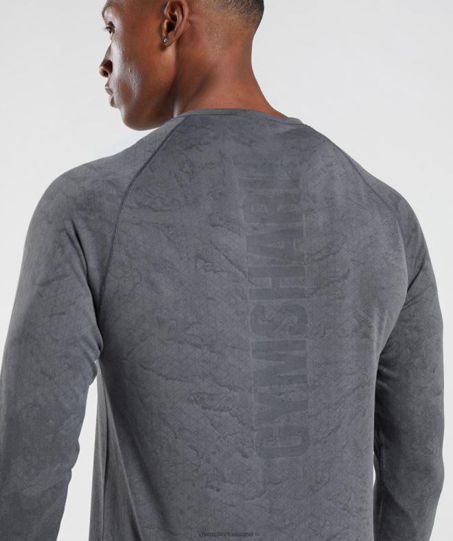 Men Geo Seamless Long Sleeve T-Shirt 8004D628 Gymshark Charcoal Grey/Black