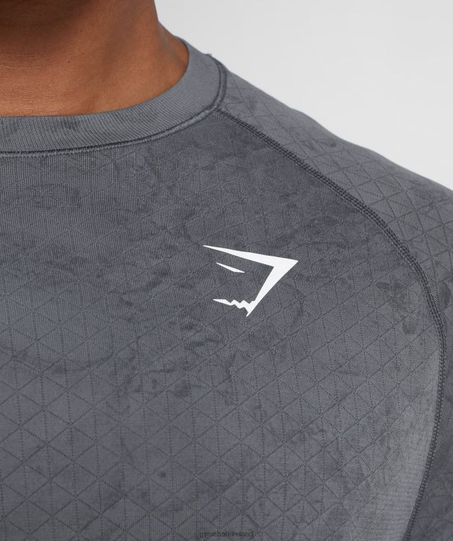 Men Geo Seamless Long Sleeve T-Shirt 8004D628 Gymshark Charcoal Grey/Black