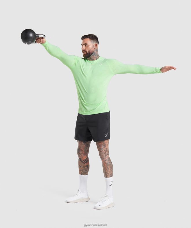 Men Geo Seamless Long Sleeve T-Shirt 8004D663 Gymshark Bali Green/White