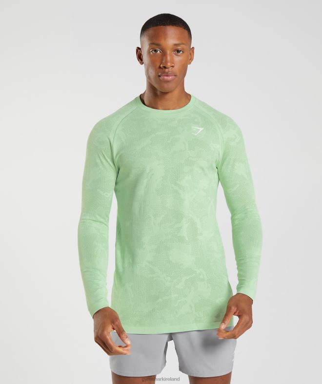 Men Geo Seamless Long Sleeve T-Shirt 8004D685 Gymshark Aloe Green/Tea Green