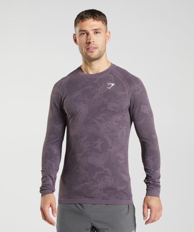 Men Geo Seamless Long Sleeve T-Shirt 8004D700 Gymshark Musk Lilac/Black