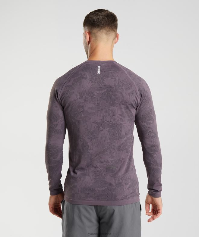 Men Geo Seamless Long Sleeve T-Shirt 8004D700 Gymshark Musk Lilac/Black
