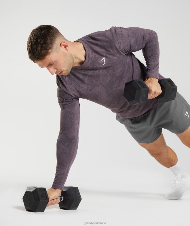 Men Geo Seamless Long Sleeve T-Shirt 8004D700 Gymshark Musk Lilac/Black