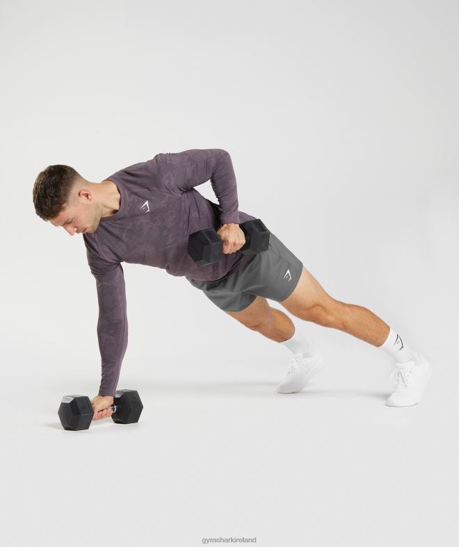 Men Geo Seamless Long Sleeve T-Shirt 8004D700 Gymshark Musk Lilac/Black