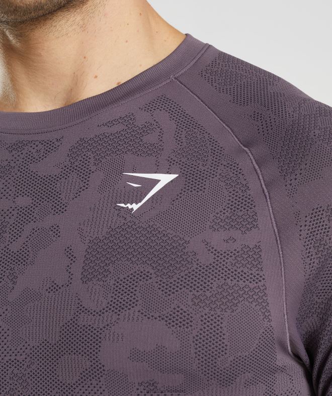 Men Geo Seamless Long Sleeve T-Shirt 8004D700 Gymshark Musk Lilac/Black