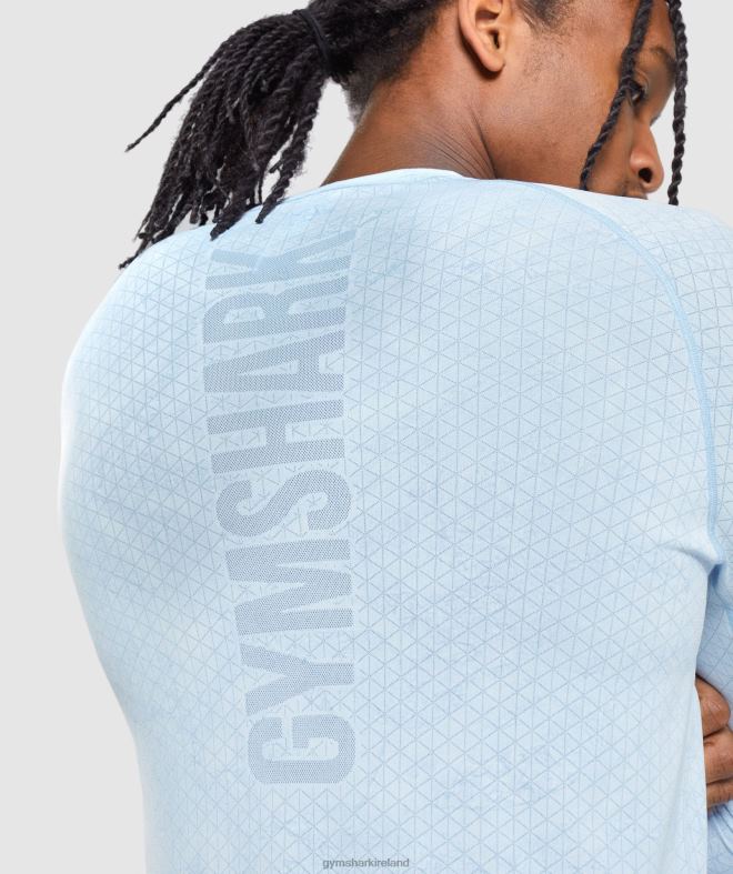 Men Geo Seamless Long Sleeve T-Shirt 8004D711 Gymshark White/Moonstone Blue