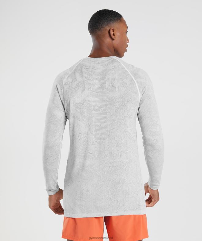 Men Geo Seamless Long Sleeve T-Shirt 8004D734 Gymshark White/Light Grey