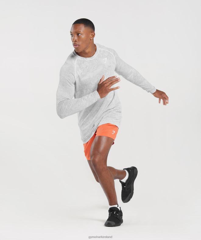 Men Geo Seamless Long Sleeve T-Shirt 8004D734 Gymshark White/Light Grey