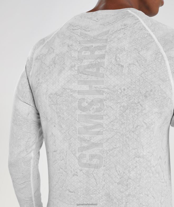 Men Geo Seamless Long Sleeve T-Shirt 8004D734 Gymshark White/Light Grey