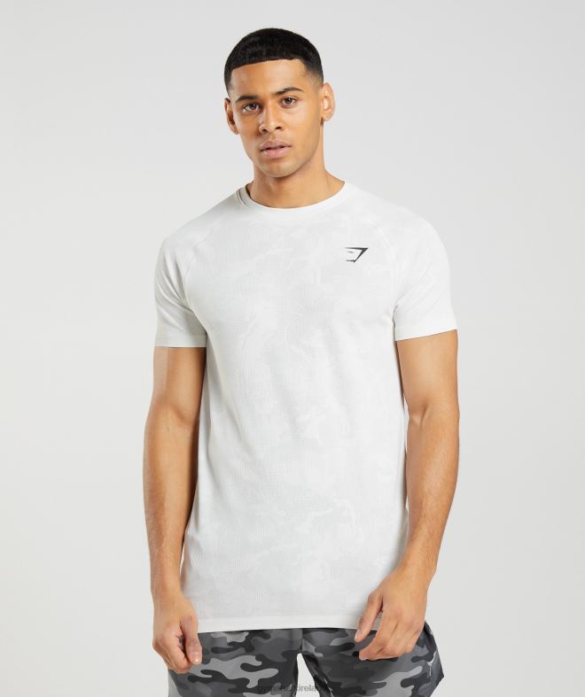 Men Geo Seamless T-Shirt 8004D577 Gymshark White/Light Grey